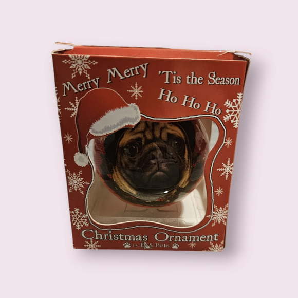 E&S Pets Pug Christmas Ornament Red White (NEW) - Picture 3 of 7